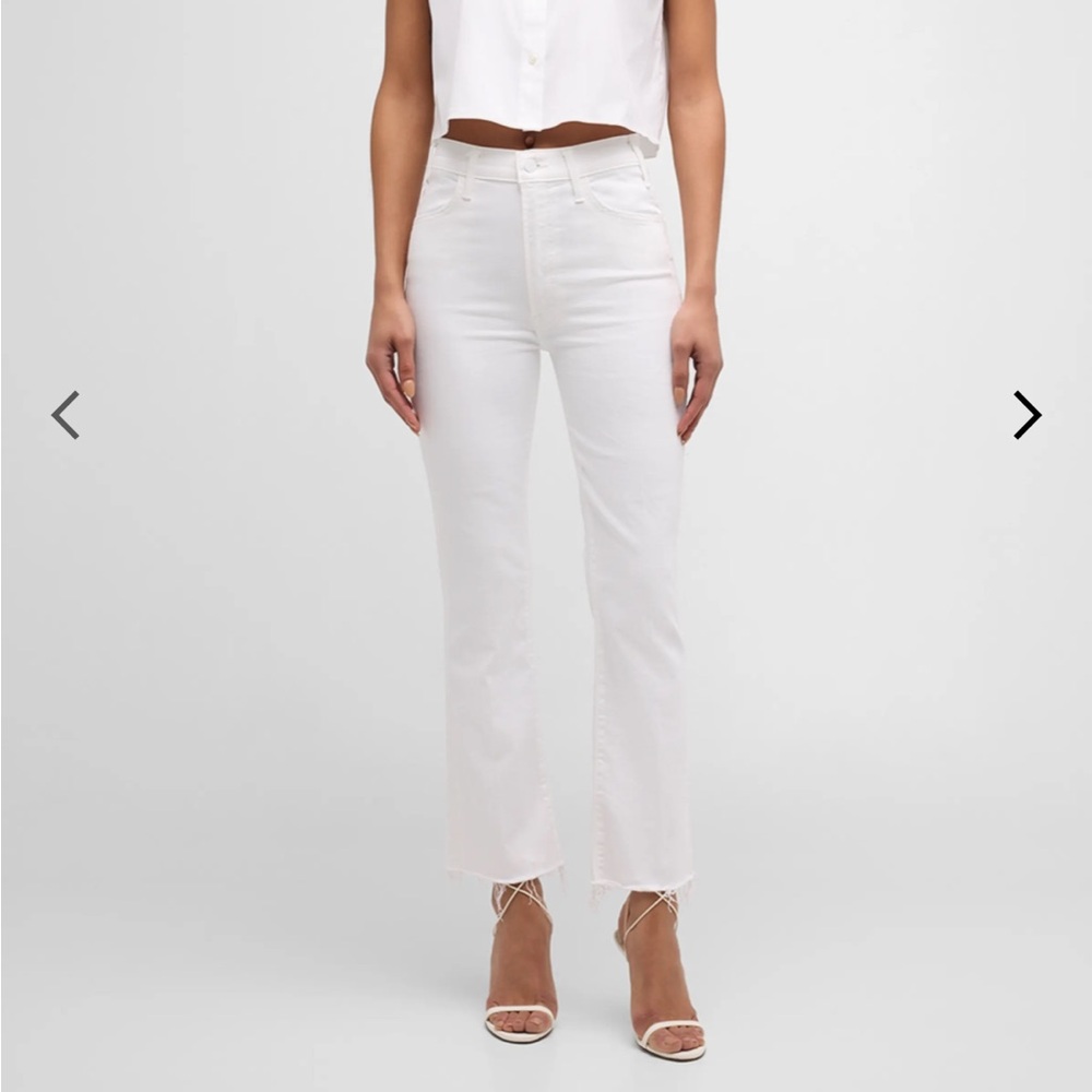 NWT MOTHER Hustler Ankle Fray White